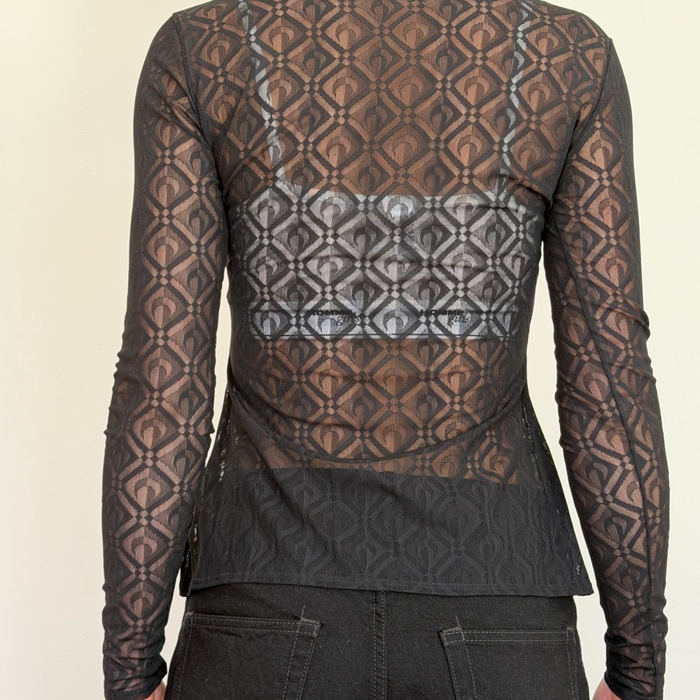 Marine Serre Black Patterned Sheer Top - Picture 2 of 6